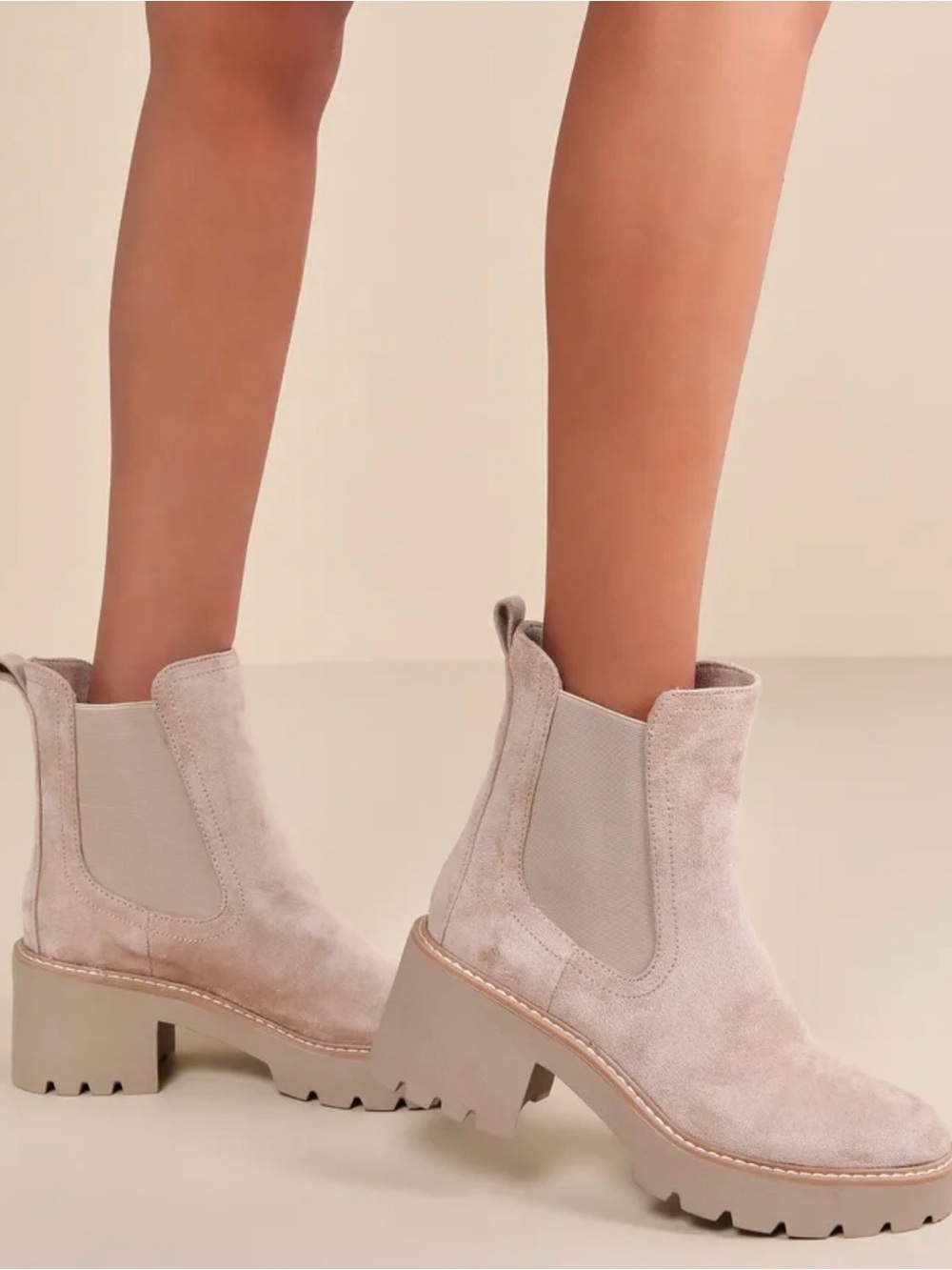 Dolce Vita Suede Chelsea Ankle Boots in Light Taupe